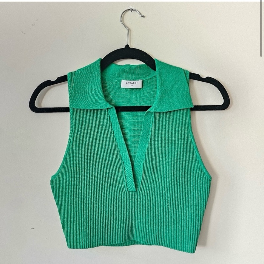 Babaton Sculpt Knit Polo Top - M - Picture 3 of 5